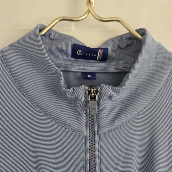Stitch Men's Blue Stripe Scout 1/4 Zip Pullover Golf Jacket 211SA3000 Size M - Picture 3 of 6